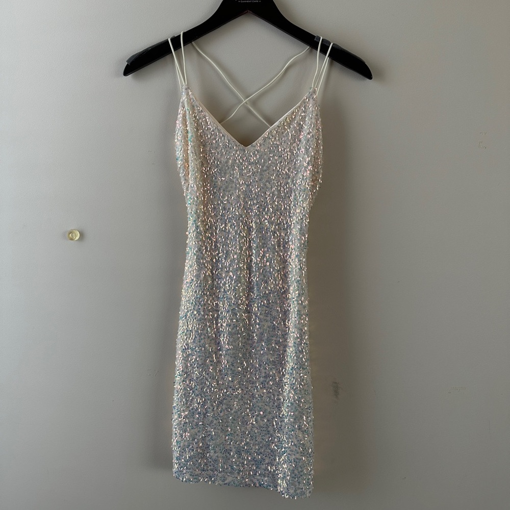 Lovely day iridescent sequin mini dress size s